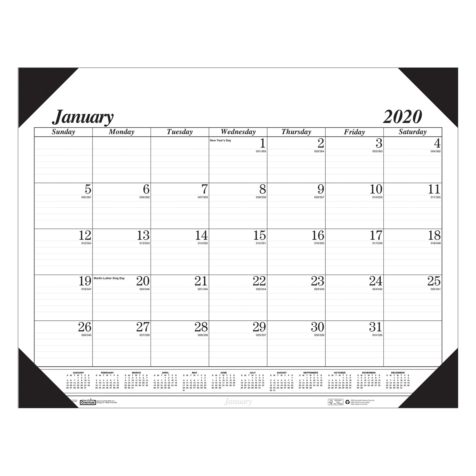 Academic Economy Desk Pad, 12 Months, January-December, Pack of 3 - A1 School Supplies