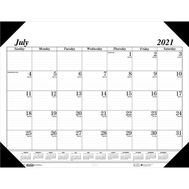 Monthly Academic Calendar Economy Desk Pad, 14 Months (Jul-Aug), 22" x 17", Black - A1 School Supplies