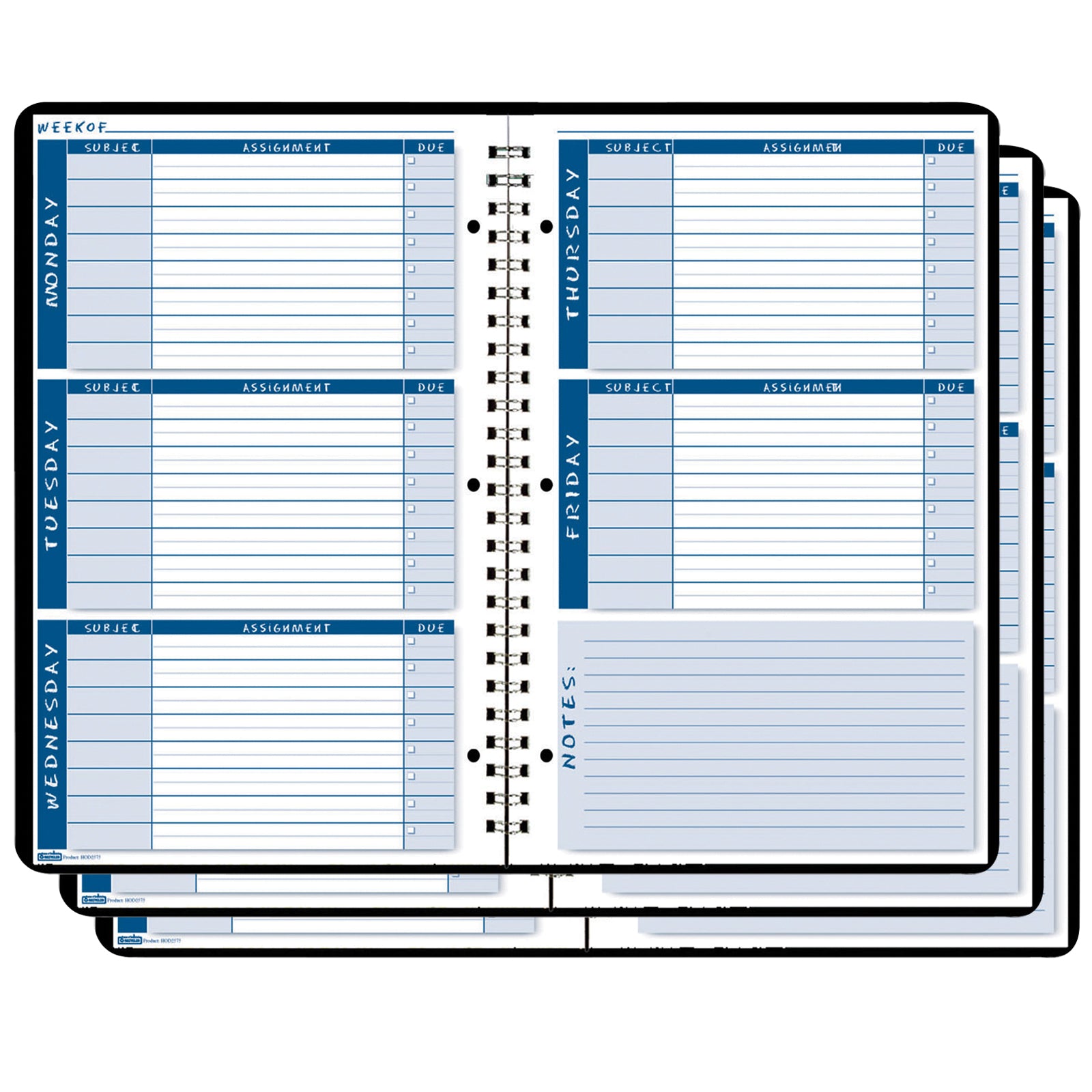 Non-Dated Student Planner/Assignment Book, Pack of 3