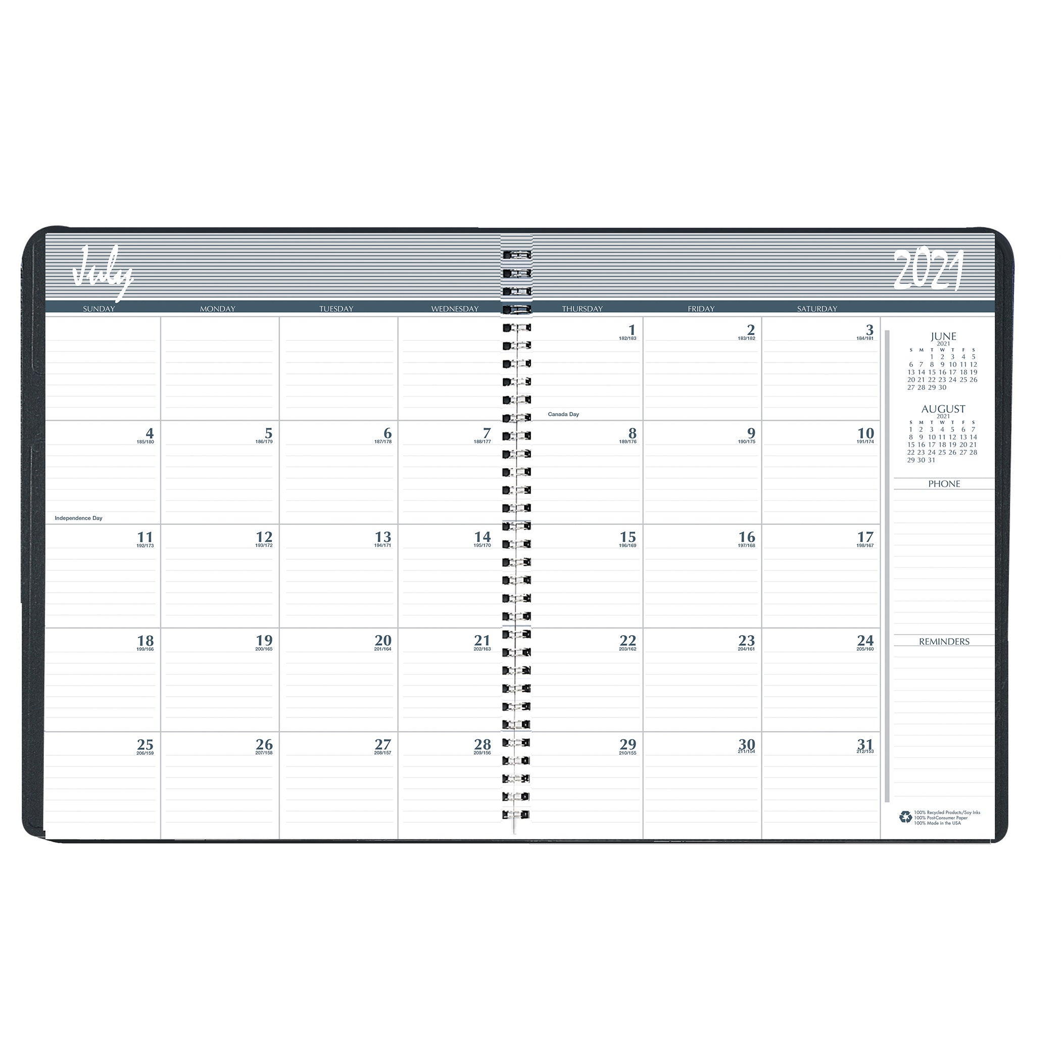 Monthly Calendar Academic Planner Book, 14 Months (Jul-Aug), 8.5" x 11" - A1 School Supplies