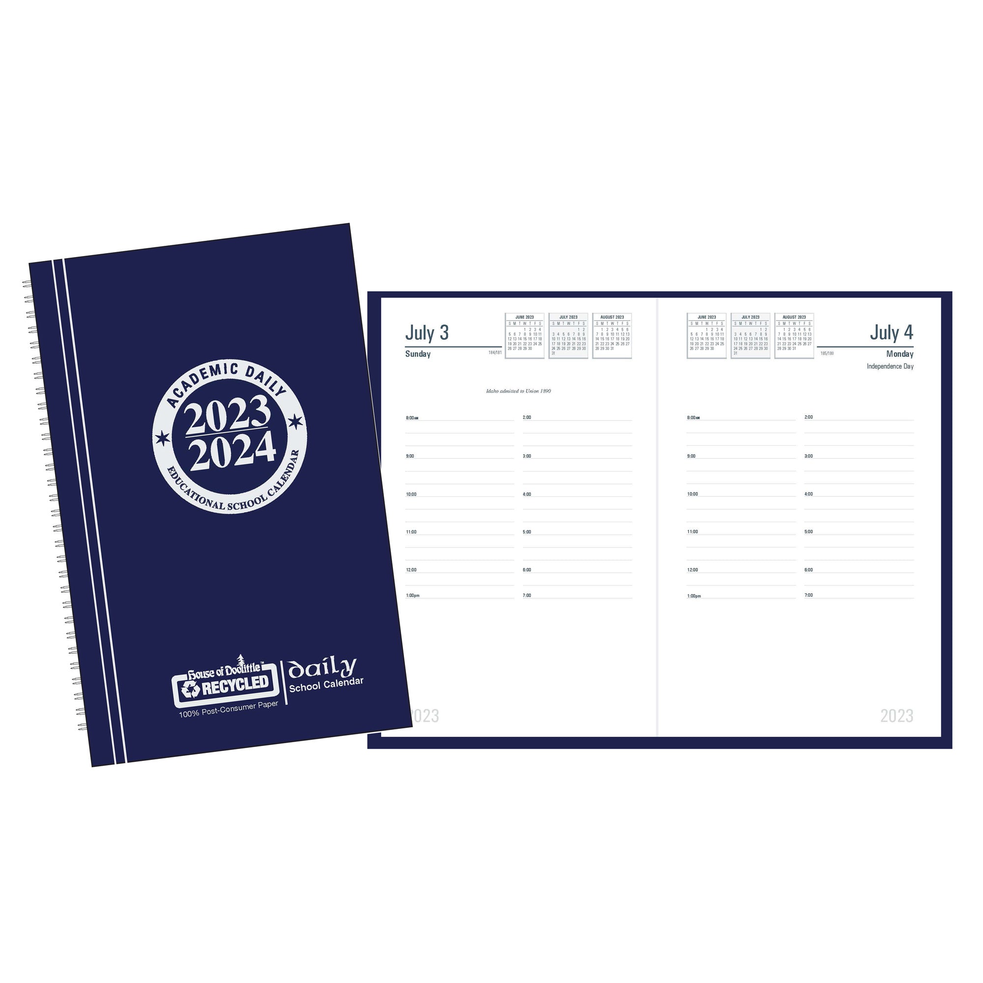 Recycled Daily Academic Calendar Planner Blue Cover - A1 School Supplies