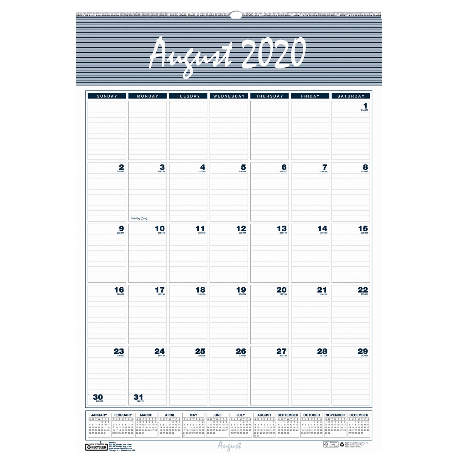 Bar Harbor Academic Wall Calendar, 12" x 17"