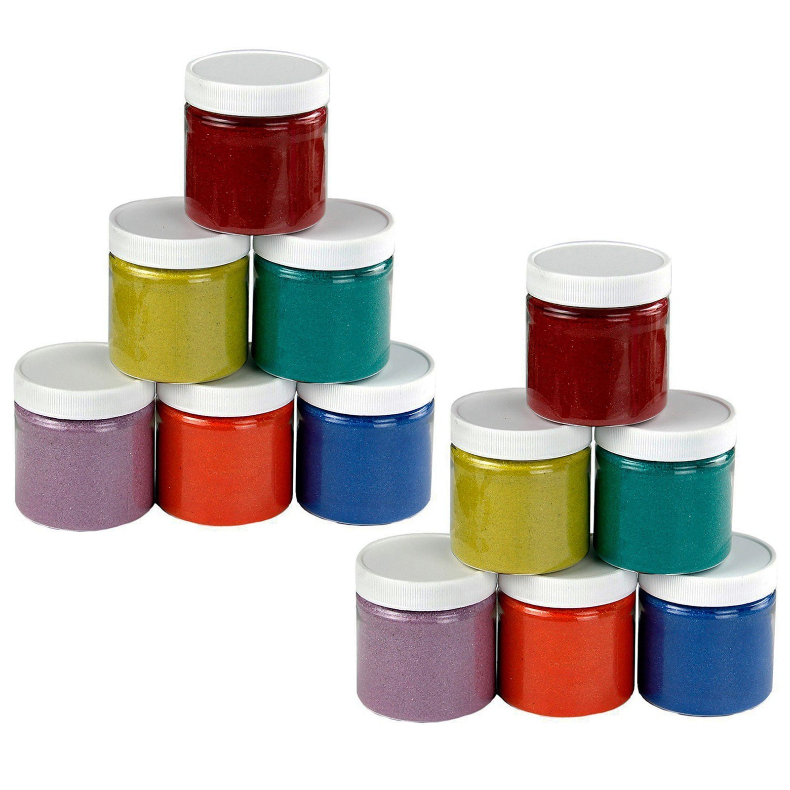 Colored Sand, 6 oz. Jars, 6 Colors Per Pack, 2 Packs - A1 School Supplies