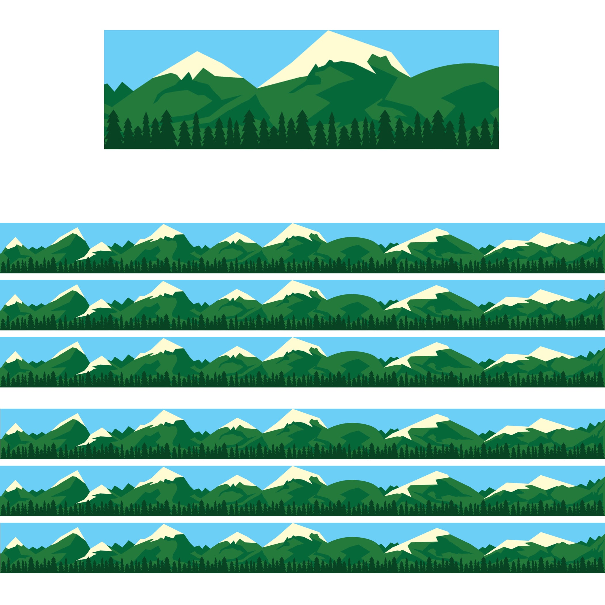 Mountain Border, 12 Strips/36 Feet Per Pack, 6 Packs - A1 School Supplies