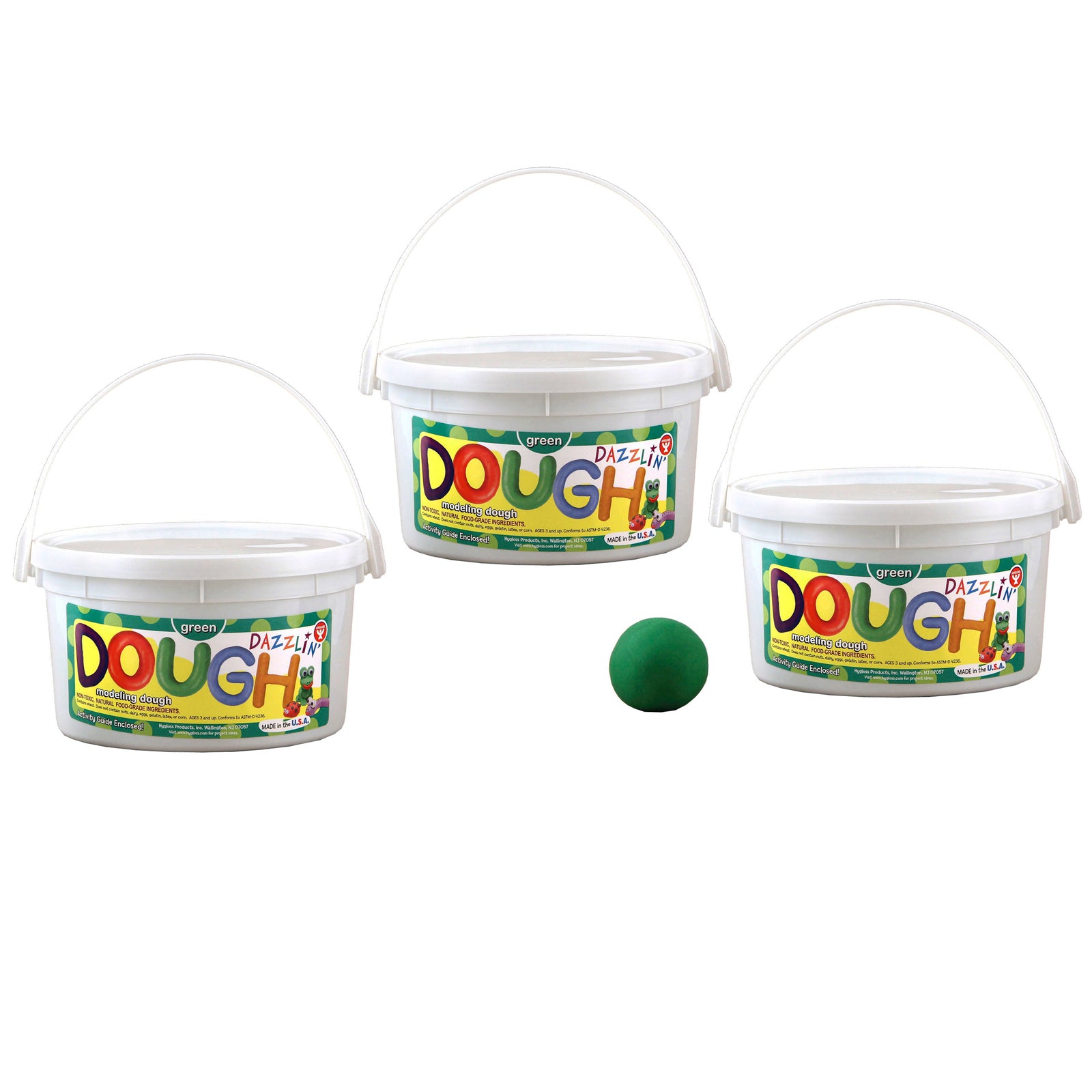 Dazzlin' Dough, Green, 3 lb. Tub, Pack of 3 - A1 School Supplies