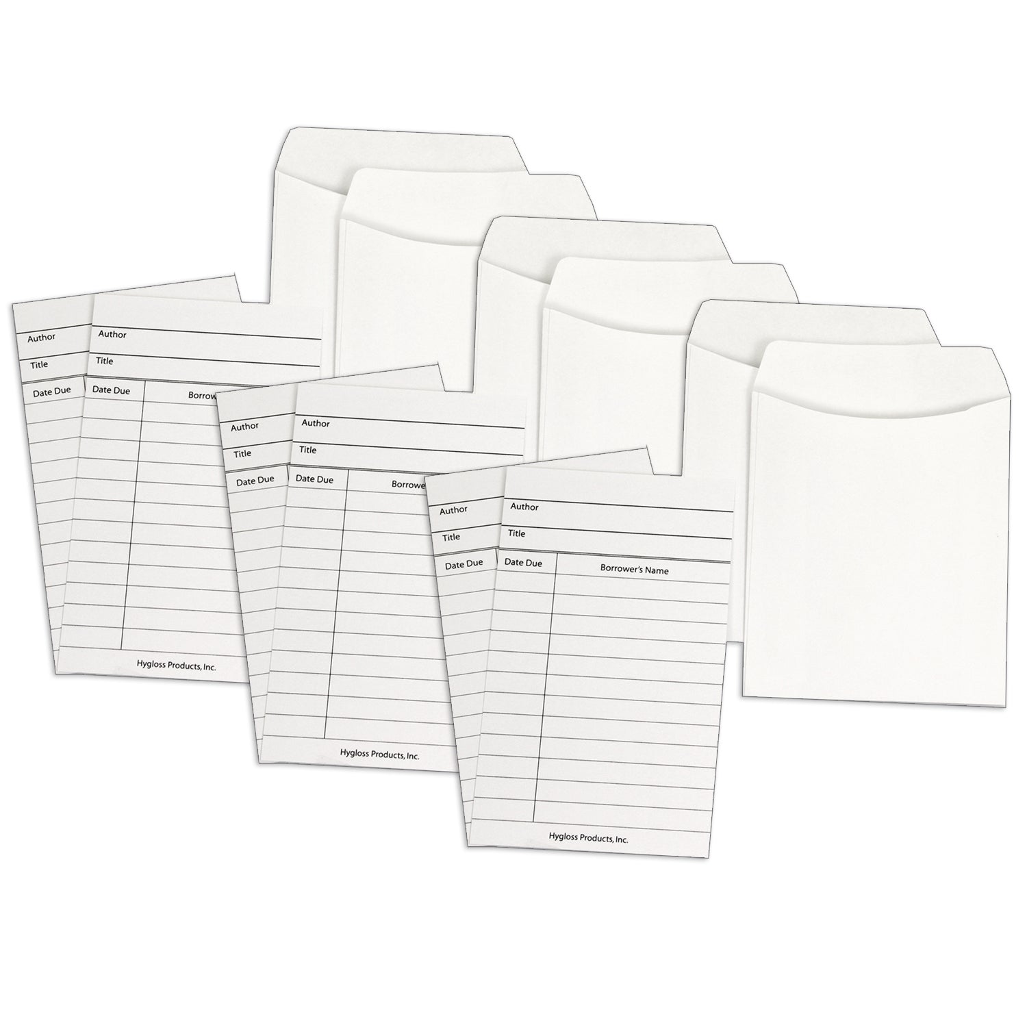 Library Cards & Non-Adhesive Pockets Combo, White, 30 Each/60 Pieces Per Pack, 3 Packs - A1 School Supplies