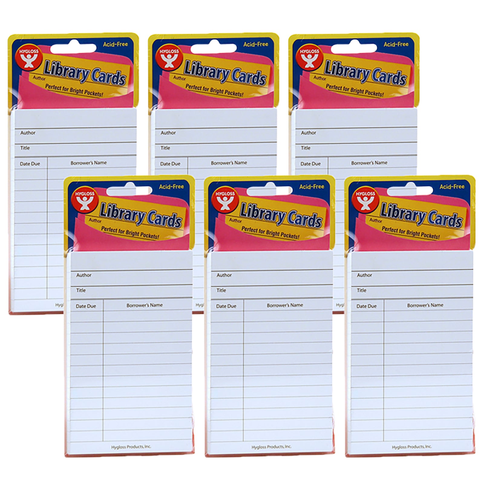 Bright Library Cards, White, 50 Per Pack, 6 Packs - A1 School Supplies