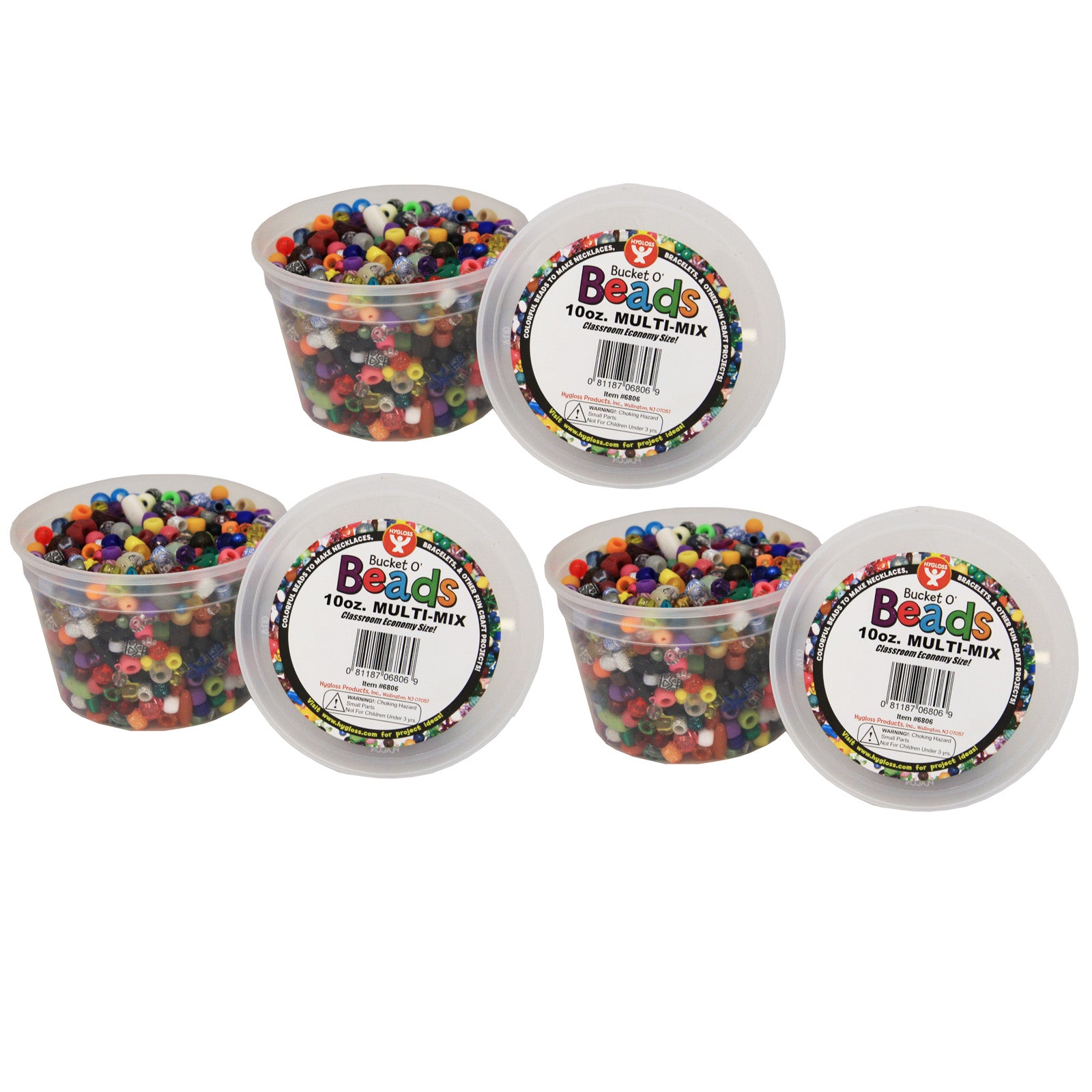 Bucket O' Beads, 10 oz. Multi Mix Per Pack, 3 Packs - A1 School Supplies