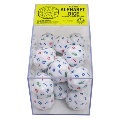 30-Sided Alphabet Dice, Lower Case Letters, Box of 20 - A1 School Supplies