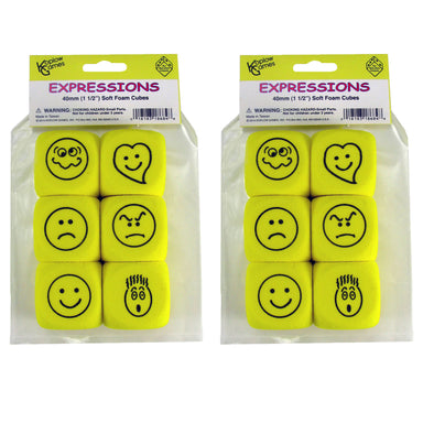 Foam Expressions Dice, 6 Per Pack, 2 Packs - A1 School Supplies