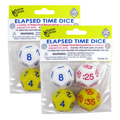 Elapsed Time Dice, 2 Pairs Per Pack, 2 Packs - A1 School Supplies