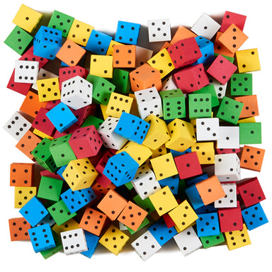 Foam Spot Dice, Assorted Color, 16mm, Bag of 200 - A1 School Supplies