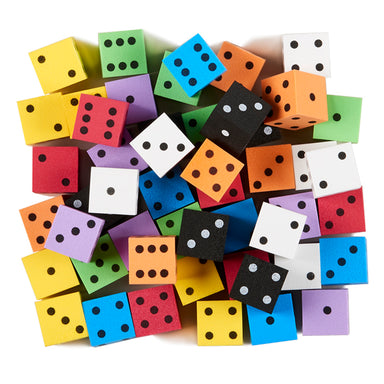 Foam Spot Dice, 1", Assorted Colors, Bag of 50 - A1 School Supplies