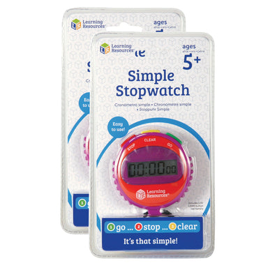 Simple Stopwatch, Assorted Colors, Pack of 2 - A1 School Supplies