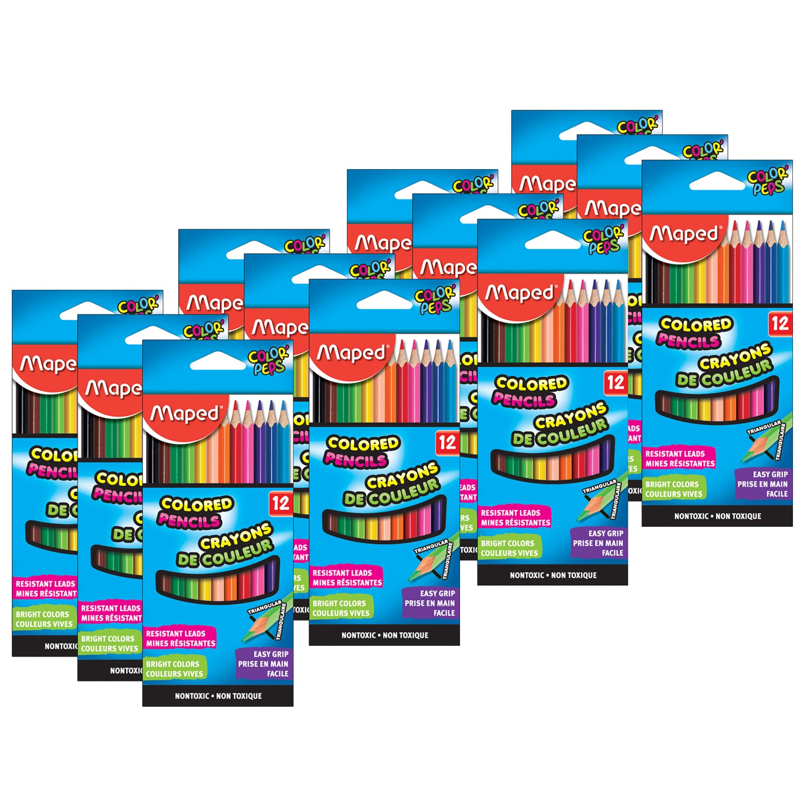 Triangular Colored Pencils, 12 Per Pack, 12 Packs