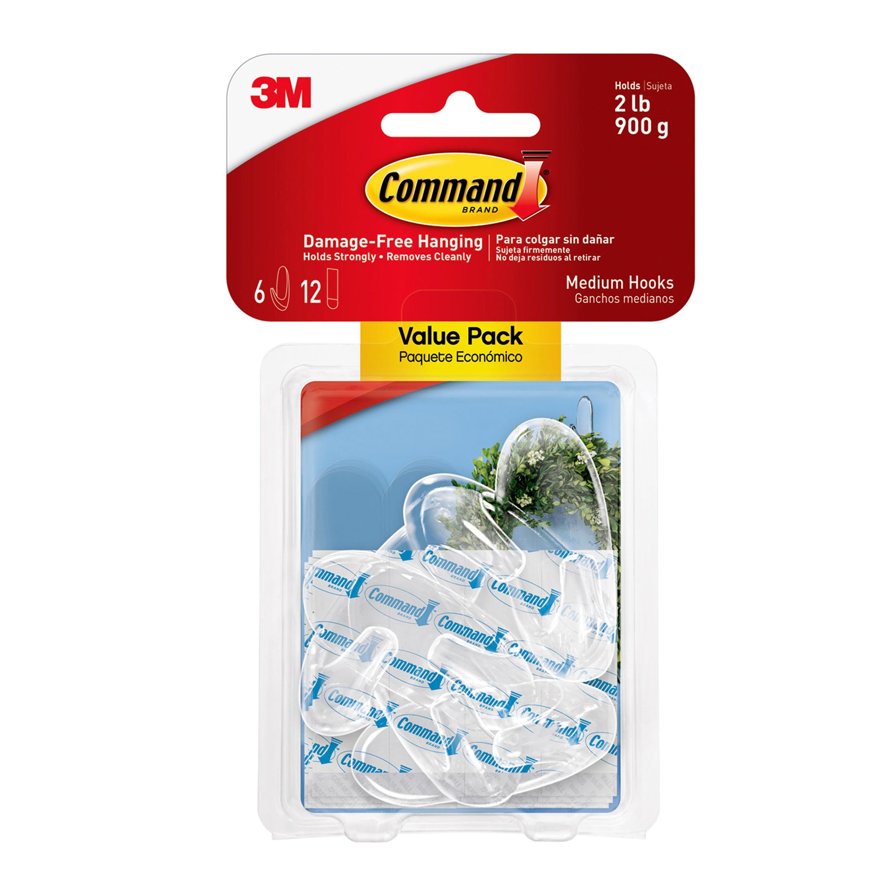 Command™ Clear Medium Hooks Value Pack, 6 Count