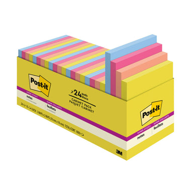 Super Sticky Notes - Summer Joy Collection - 3" x 3" Plain, 24-Pack - A1 School Supplies