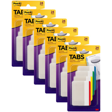 Tabs, Assorted Primary Colors, 24 Per Pack, 6 Packs - A1 School Supplies