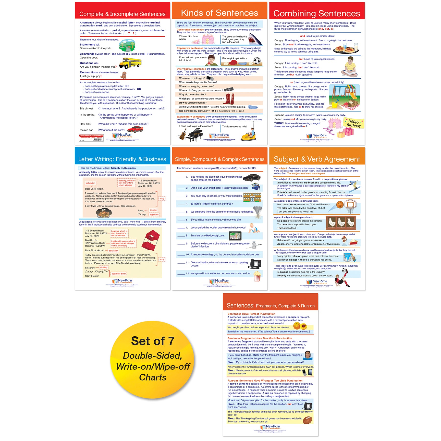 Usage: Sentences & Grammar Rules Bulletin Board Activity Chart Set - A1 School Supplies