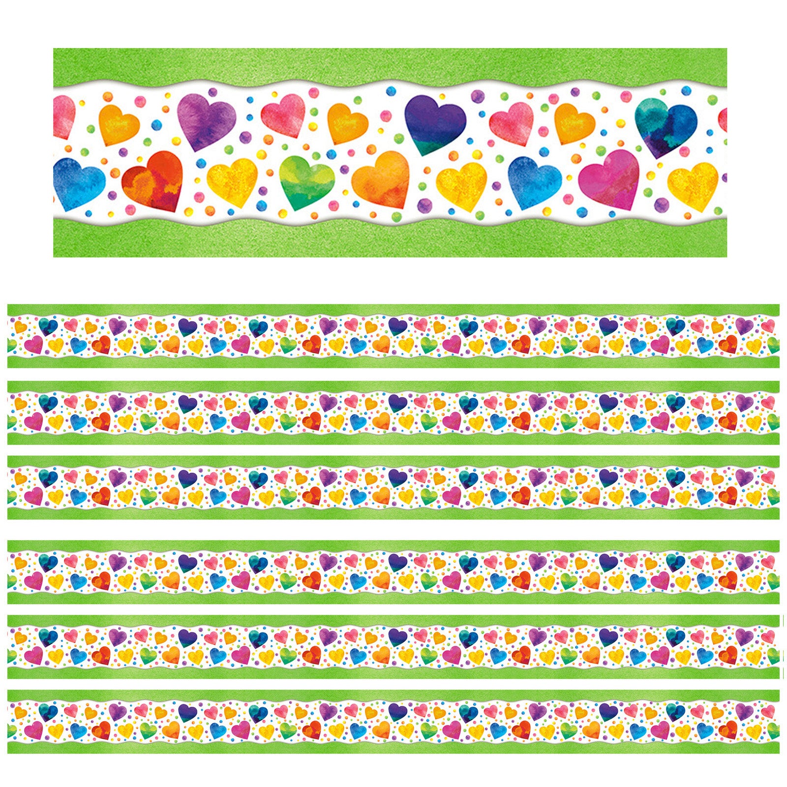 All Around the Board Trimmer, Watercolor Hearts, 43 Feet Per Pack, 6 Packs - A1 School Supplies