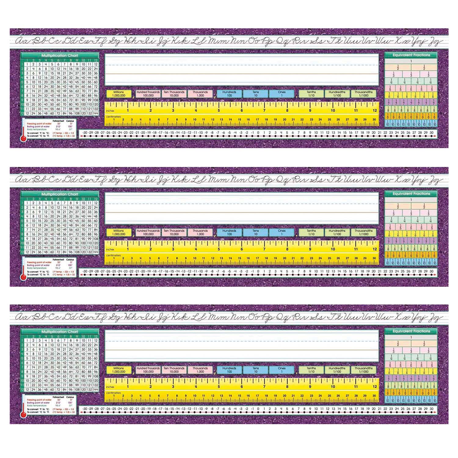 Traditional Cursive Intermediate Desk Plates, 19" x 5", 36 Per Pack, 3 Packs - A1 School Supplies