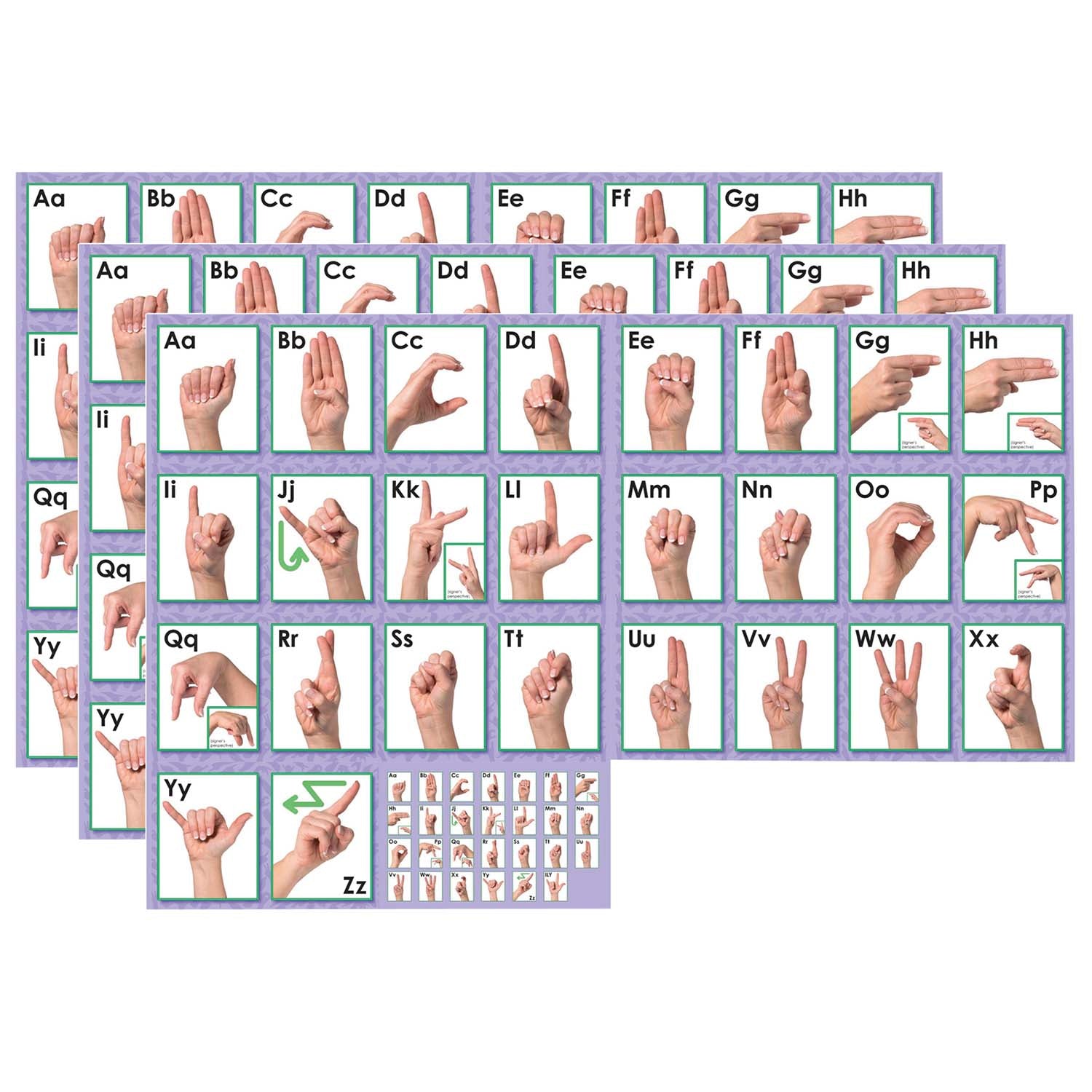 American Sign Language Alphabet Bulletin Board Set, 3 Sets - A1 School Supplies