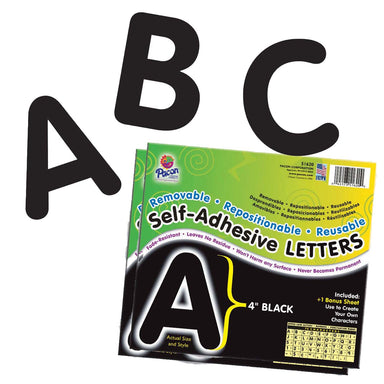 Self-Adhesive Letters, Black, Puffy Font, 4", 78 Characters Per Pack, 2 Packs - A1 School Supplies