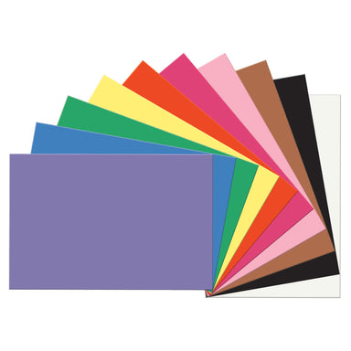 Construction Paper, 10 Assorted Colors, 12" x 18", 50 Sheets Per Pack, 5 Packs - A1 School Supplies