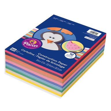 Lightweight Construction Paper, 10 Assorted Colors, 9" x 12", 500 Sheets - A1 School Supplies