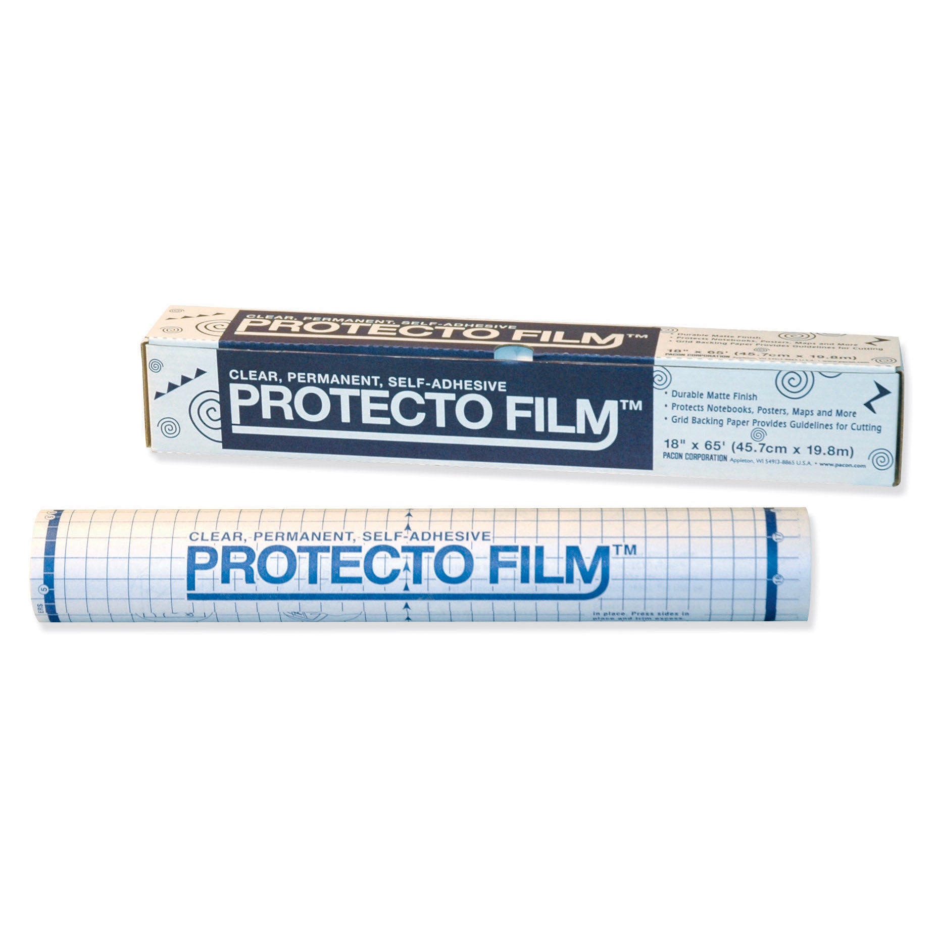 Protecto Film™, Clear, Non-Glare Plastic, Dispenser Box Included, 18" x 65', 1 Roll - A1 School Supplies