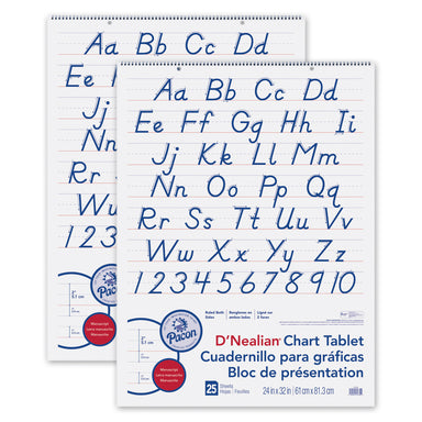 D'Nealian Chart Tablet, Manuscript Cover, 2" Ruled 24" x 32", 25 Sheets, Pack of 2 - A1 School Supplies