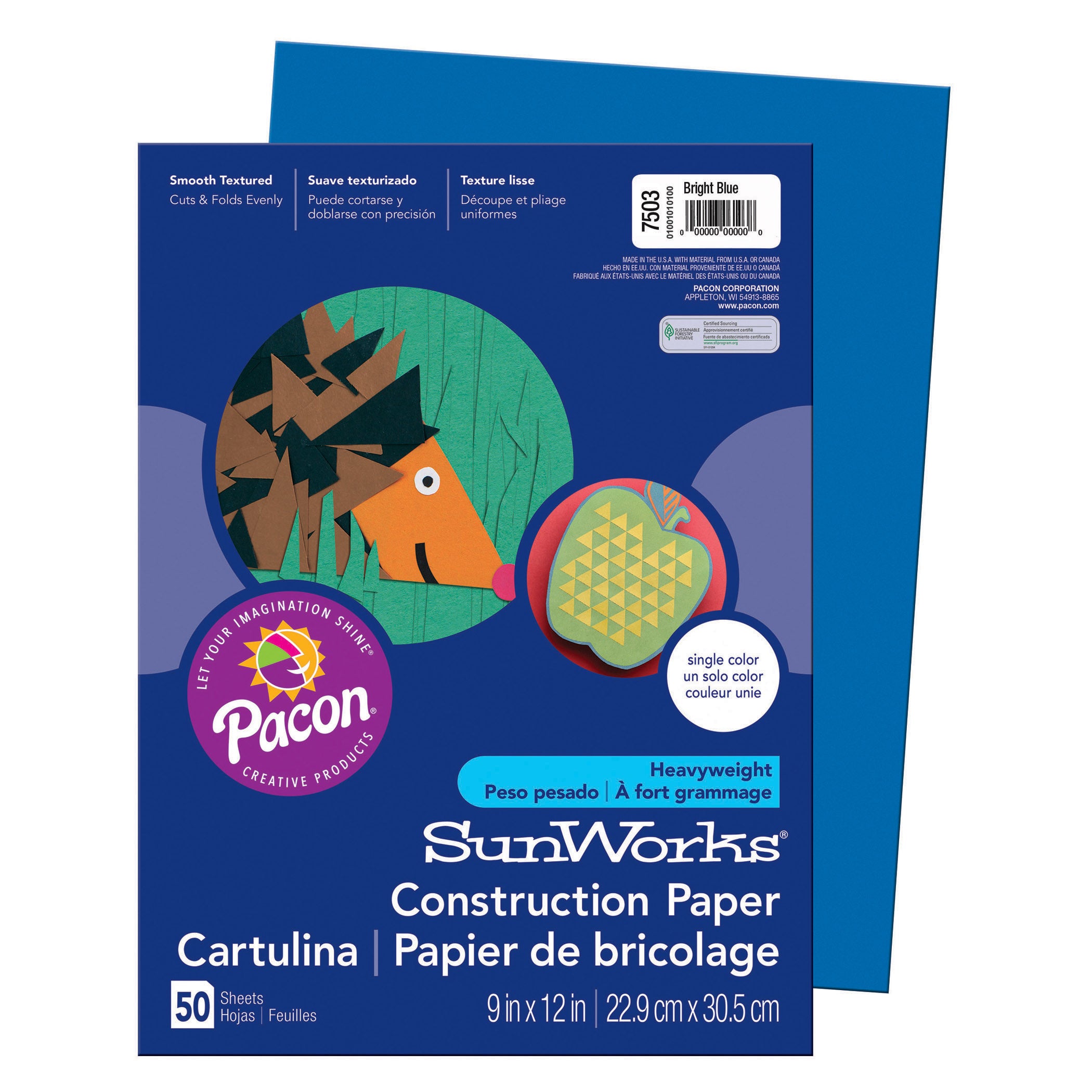 Construction Paper, Bright Blue, 9" x 12", 50 Sheets Per Pack, 10 Packs - A1 School Supplies