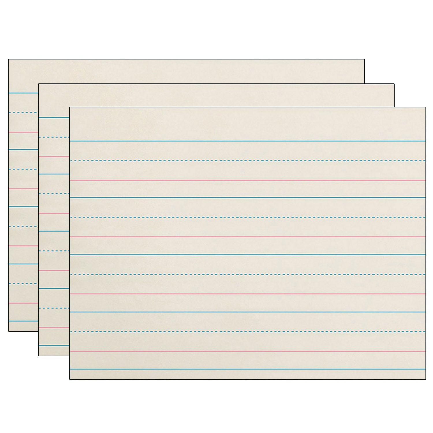 Newsprint Handwriting Paper, Dotted Midline, Grades Pre-K & K, 1-1/8" x 9/16" x 9/16" Ruled Long, 10-1/2" x 8", 500 Sheets Per Pack, 3 Packs