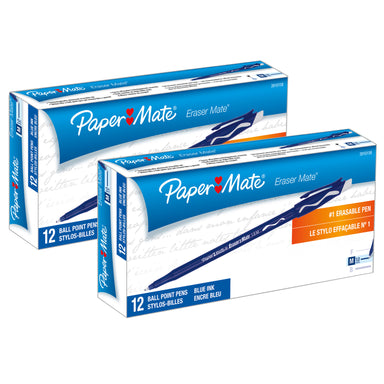 Eraser Mate® Pen, Blue, 12 Per Pack, 2 Packs - A1 School Supplies