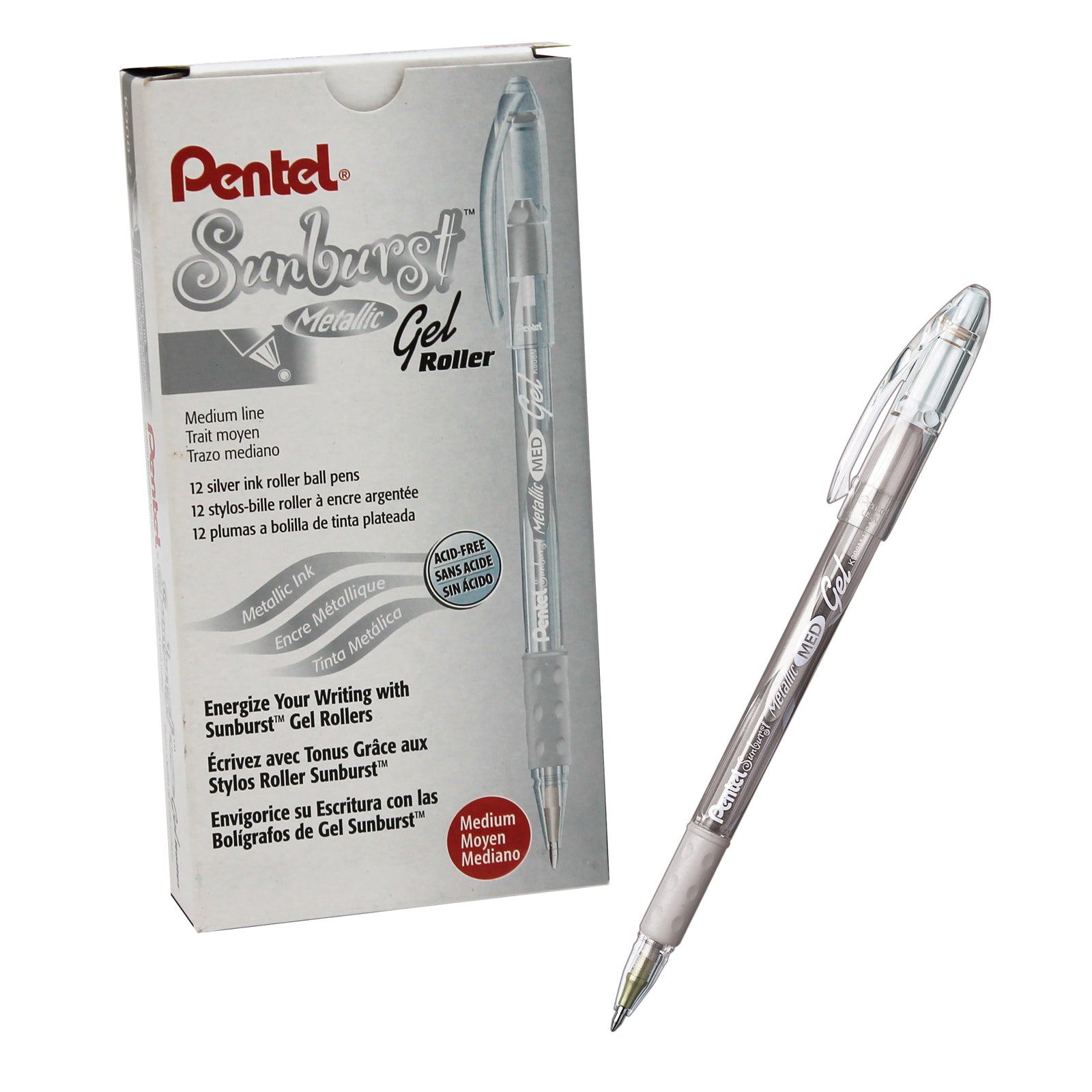 Sunburst™ Metallic Pen, Silver, Pack of 12 - A1 School Supplies