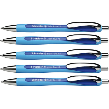 Rave Retractable Ballpoint Pen, ViscoGlide Ink, 1.4 mm, Blue, Pack of 5 - A1 School Supplies