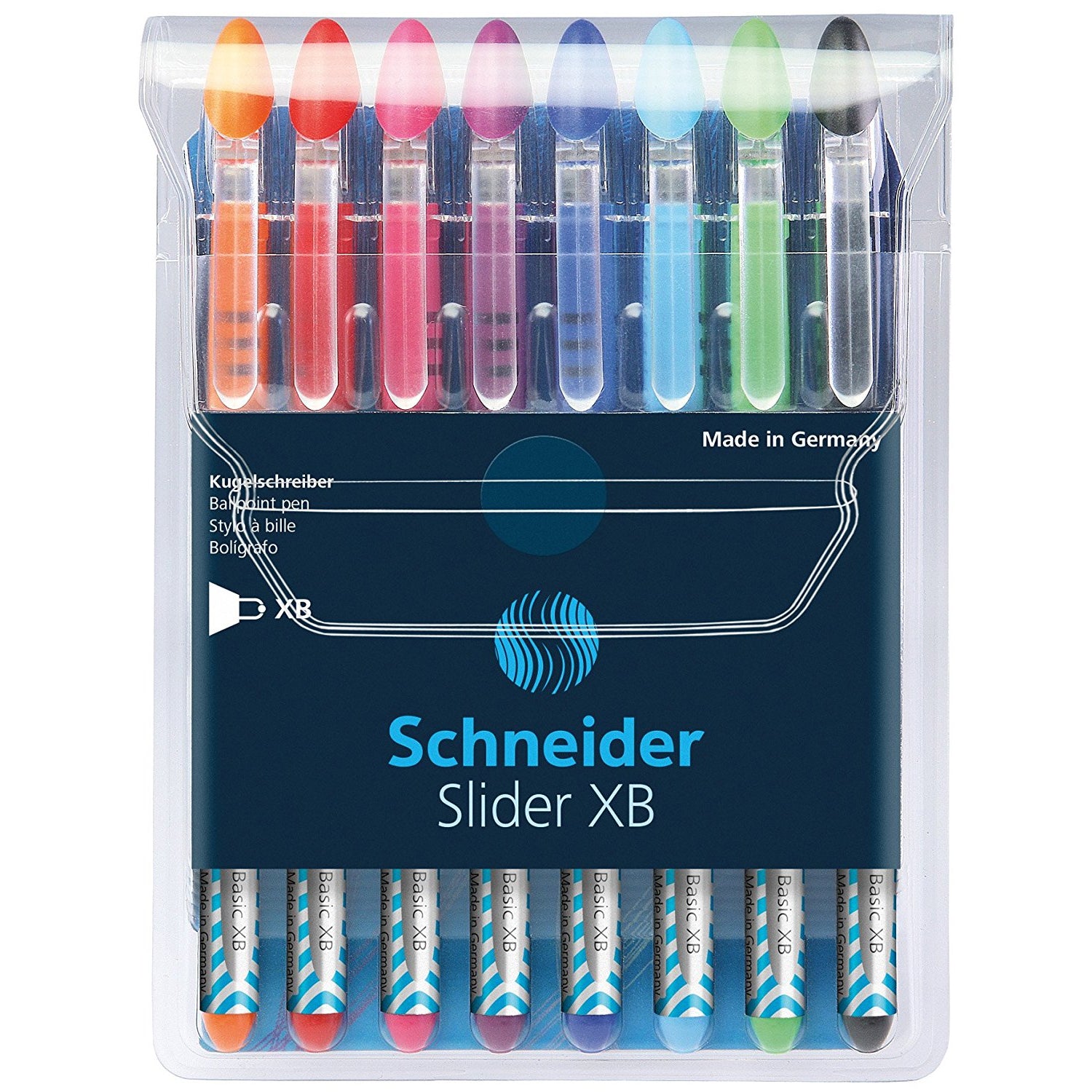 Slider Basic XB Ballpoint Pen, 1.4 mm, 8 Assorted Ink Colors in Reusable Wallet