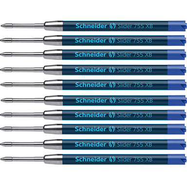 Slider 755 XB Ballpoint Pen Refill, Viscoglide Ink, Blue, Pack of 10 - A1 School Supplies