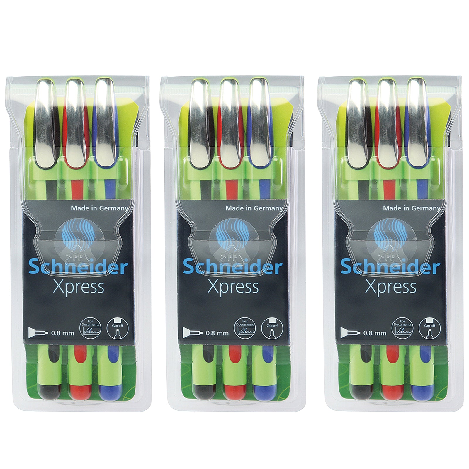 Xpress Fineliner Pen, Fiber Tip, 0.8 mm, 3 Colors Per Pack, 3 Packs - A1 School Supplies