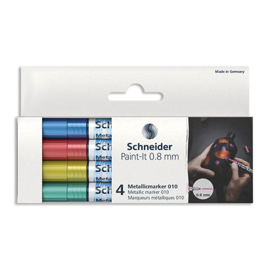 Paint-It 010 Metallic Markers, 0.8 mm Tip, Wallet, 4 Assorted Ink Colors (Set 2) - A1 School Supplies