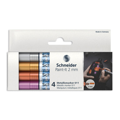 Paint-It 011 Metallic Markers, 2 mm Tip, Wallet, 4 Assorted Ink Colors (Set 1) - A1 School Supplies