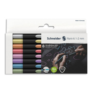 Paint-It 020 Metallic Liners, 1-2 mm Tip, Wallet, 8 Assorted Ink Colors - A1 School Supplies