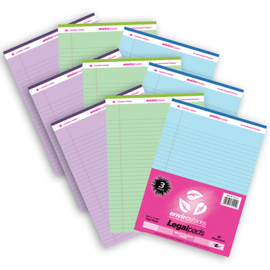 Enviroshades Legal Pad, Standard, Assorted Colors, 3 Per Pack, 3 Packs - A1 School Supplies