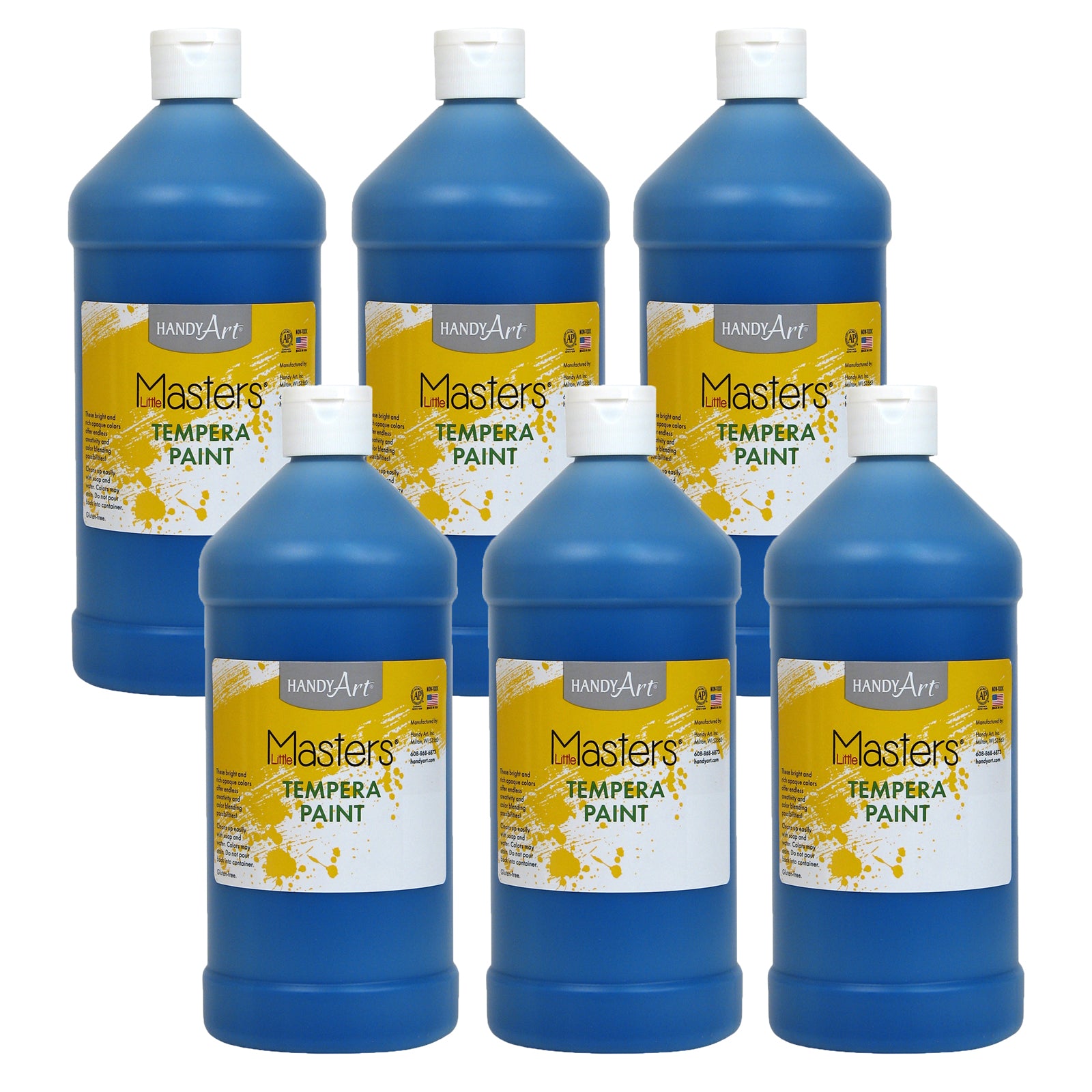 Little Masters® Tempera Paint, Blue, 32 oz., Pack of 6 - A1 School Supplies
