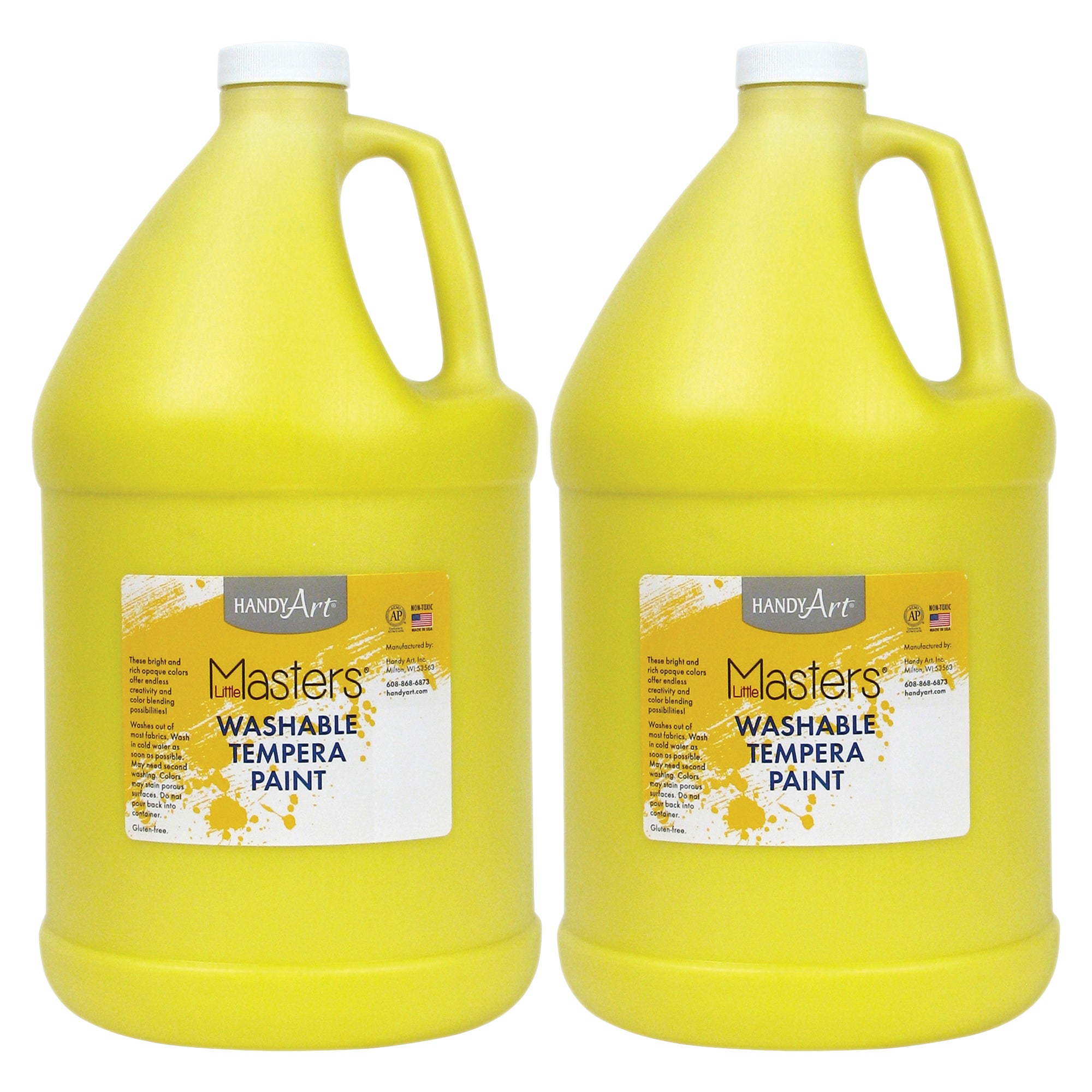 Little Masters® Washable Tempera Paint, Yellow, Gallon, Pack of 2