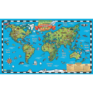 Kid's World Map Interactive Wall Chart with Free App - A1 School Supplies