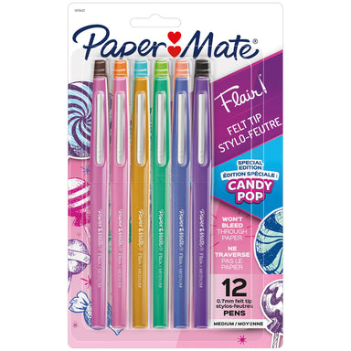 Flair Felt Tip Pens, Medium Point, Candy Pop Pack, 12 Count - A1 School Supplies