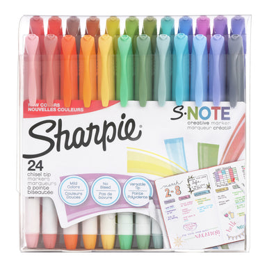 S-Note Creative Markers, Highlighters, Assorted Colors, Chisel Tip, 24 Count - A1 School Supplies