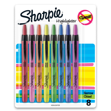 Retractable Highlighters, Chisel Tip, Assorted, 8 Count - A1 School Supplies