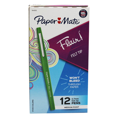 Flair Pens, Medium, Green, Box of 12 - A1 School Supplies